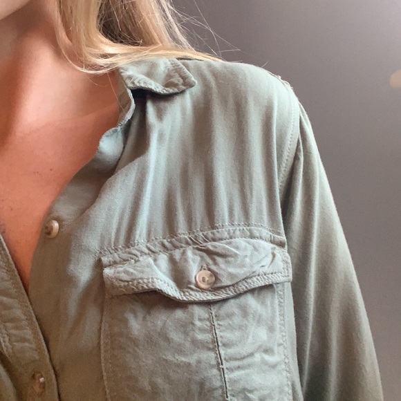 Army Green Button Down - Picture 3 of 3